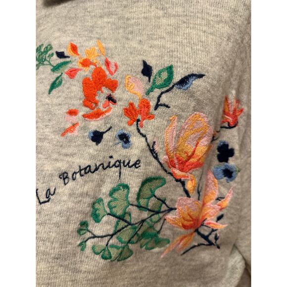 L.O.G.G Floral Embroidered Hooded Sweater Gray Heather Sz Medium - Picture 2 of 8